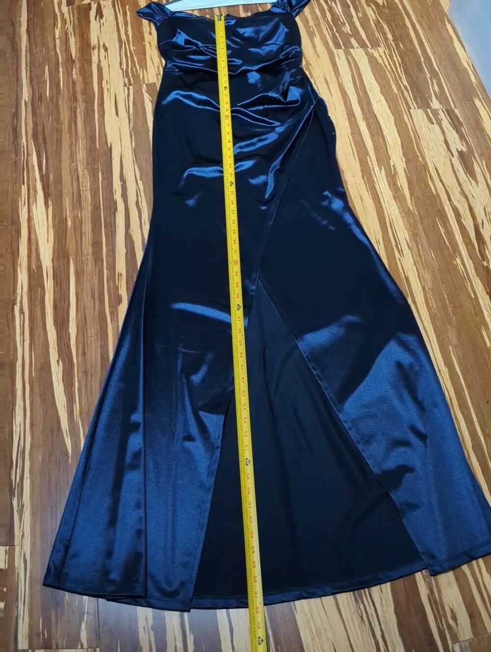 Windsor Navy Satin Draped Maxi Dress